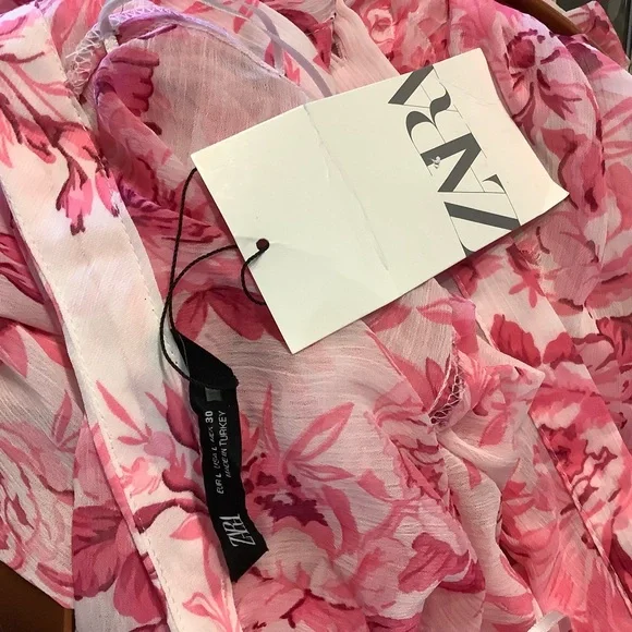 NWT Zara Floral Pink Maxi Dress - Picture 6 of 10